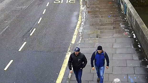 Just two guys out looking for some nice historic cathedrals. Ruslan Boshirov and Alexander Petrov walk on Fisherton Road, Salisbury on March 4, 2018.