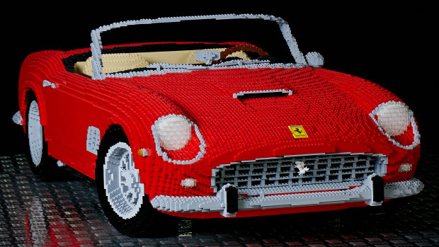 A quarter scale Lego Ferrari featuring in The Brickman Experience.