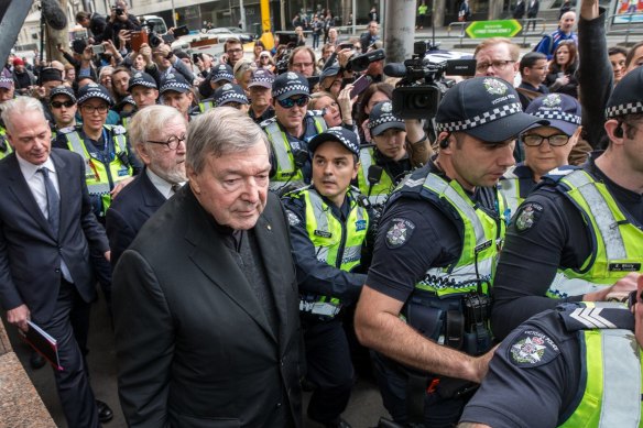 Cardinal George Pell arrives at Melbourne Magistrates Court in July 2017.