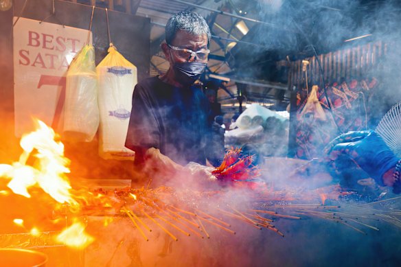 All fired up in Satay Street.
