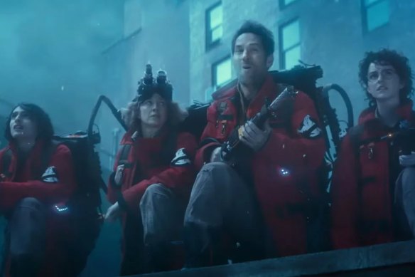They ain’t afraid of no ghosts: Paul Rudd and company in Ghostbusters: Frozen Empire.