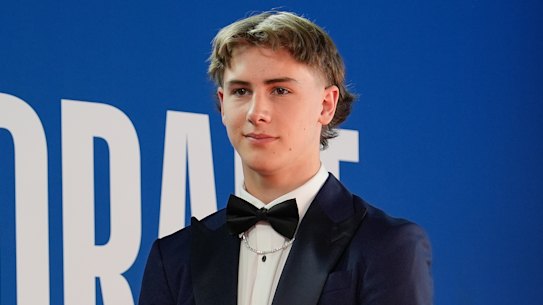 Australian basketballer Johnny Furphy at the NBA Draft on Thursday AEST.