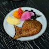 Savoury buckwheat taiyaki, a fish-shaped Japanese waffle.