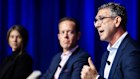 Suncorp CIO Adam Bennett, right, at the AI Summit on Tuesday. 