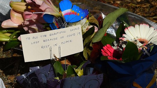 Flowers at the entrance to Anglicare’s Newmarch House in Caddens.