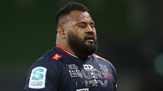 Rebels prop Taniela Tupou during his side’s heavy defeat to the Brumbies in round one.