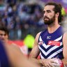 Season over? Fears Dockers captain Alex Pearce suffered multiple fractures of arm