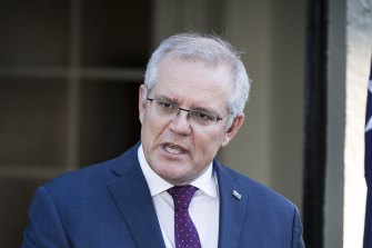 Prime Minister Scott Morrison at a press conference on Thursday at Kirribilli House.