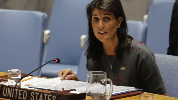 United States UN Ambassador Nikki Haley. 