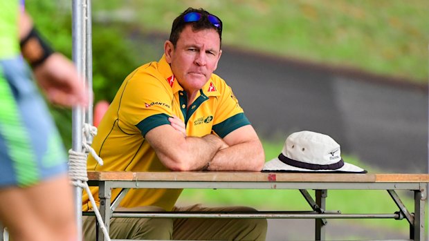 Wallabies selector Michael O'Connor watches on at Australian training during last year's World Cup in Japan. 