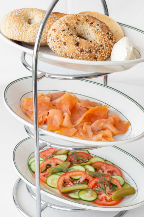 A bagel tower at the new Luke’s Bistro & Bar.