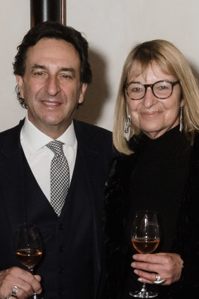 Stan Sarris and wife Judy at a social event in 2019.