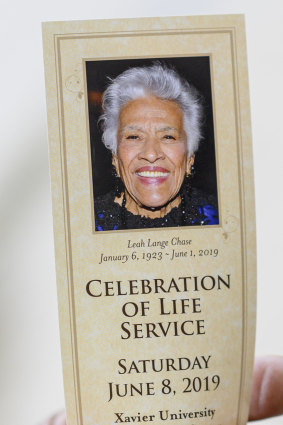 A memorial card for the celebrated Creole chef Leah Chase.