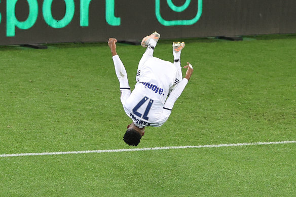 Elvis Kamsoba had few reasons to wheel out his trademark backflip goal celebration last season at Melbourne Victory.