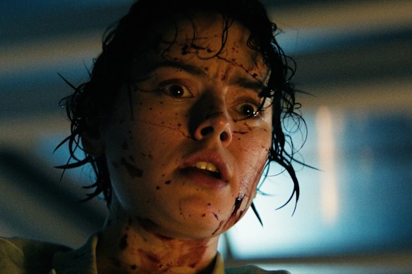 Things take a bloody turn for Daisy Ridley’s Ava in We Bury the Dead. 