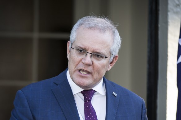 Prime Minister Scott Morrison at a press conference on Thursday at Kirribilli House.