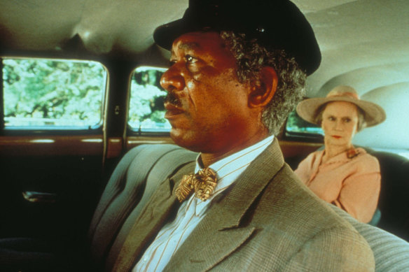 Morgan Freeman and Jessica Tandy in Driving Miss Daisy.