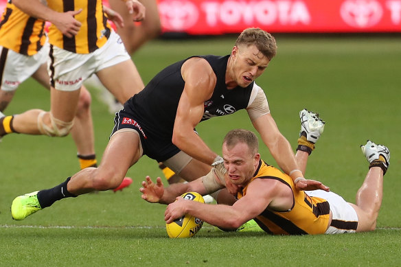Carlton's Patrick Cripps was fierce at the contest, but too few of his teammates were as effective.