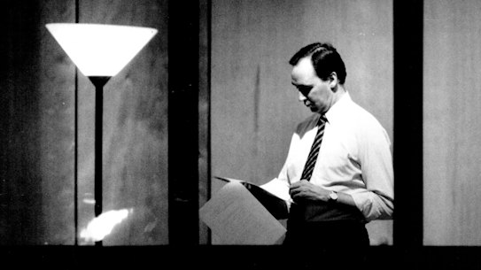 Paul Keating in 1992 works on his statement speech in his office in Parliament House the night before announcing a sweeping program to kick-start investment and jobs.