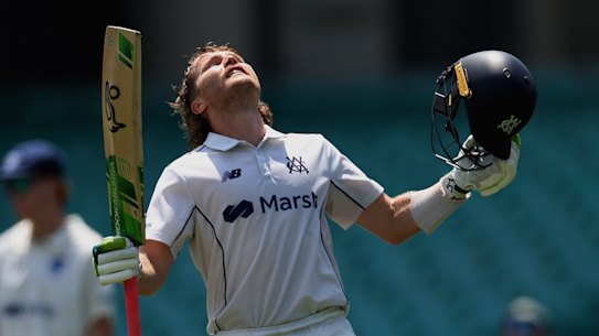 Will Pucovski celebrates his first century since 2020.