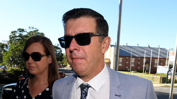 Former Ipswich mayor Andrew Antoniolli and his wife Karina arriving at the Magistrates Court in Ipswich, on Wednesday.