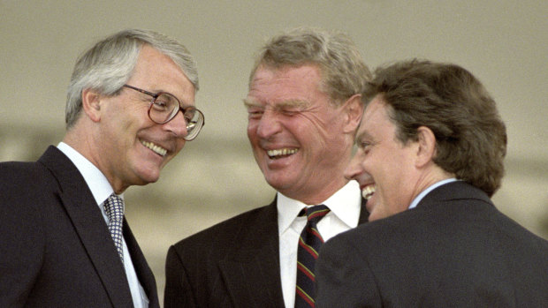 The then party leaders - Conservative leader John Major, Liberal Democrats' Paddy Ashdown and Labour's Tony Blair pictured in 1995.