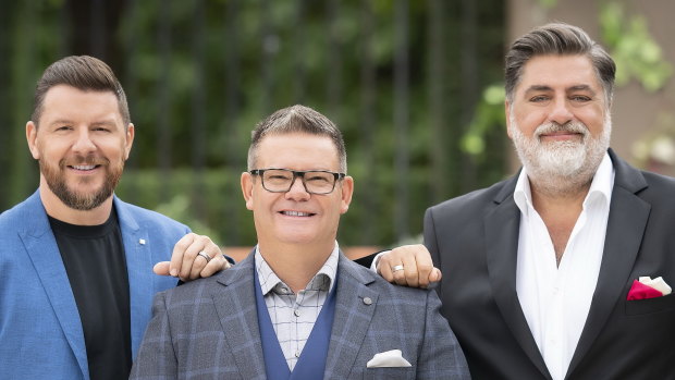 Manu Feildel (left, with Gary Mehigan and Matt Preston) is the multiplier of the hearty trio of hosts of Plate Of Origin.