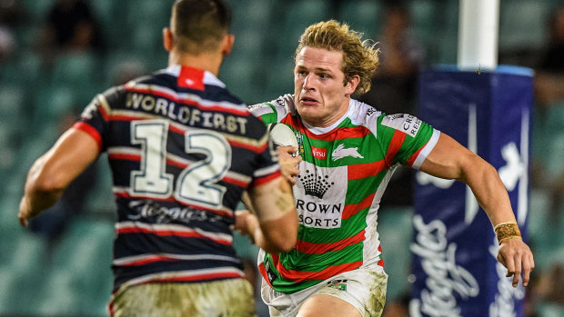 Powerhouse: George Brugess on the charge for the Rabbitohs.