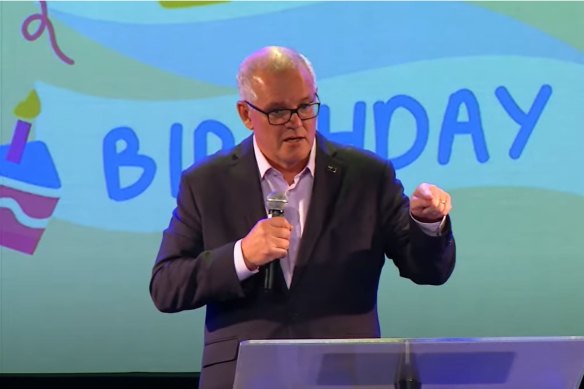 Scott Morrison delivers a sermon at Victory Life Centre on Sunday, urging churchgoers to trust in God, not government.