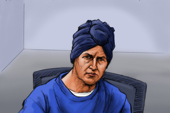 A court sketch of Malka Leifer, who is being sentenced for crimes including rape and indecent assault.