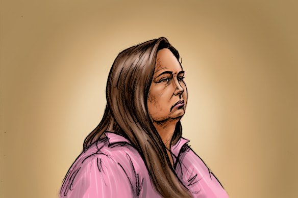 A court artist’s sketch of Erin Patterson.
