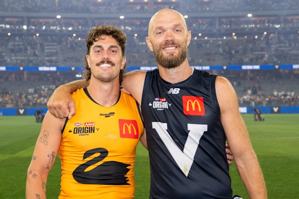 Max Gawn (right) and Luke Jackson after the game.
