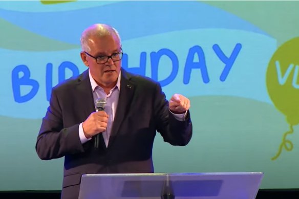 Scott Morrison delivers a sermon at Victory Life Centre in Perth, urging churchgoers to trust in God, not government.