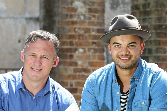 Former friends: Singer Guy Sebastian (right) and his ex-manager Titus Day.