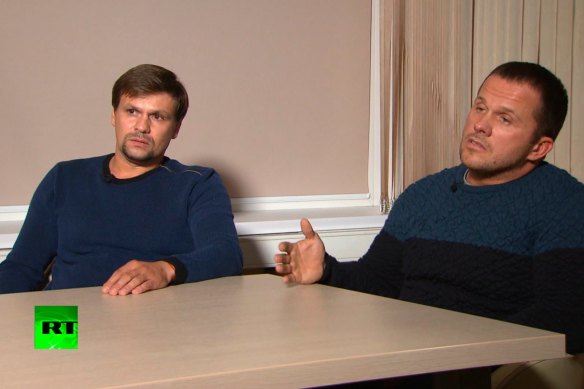 Ruslan Boshirov and Alexander Petrov, the two Russian men charged in Britain with poisoning a former Russian spy.