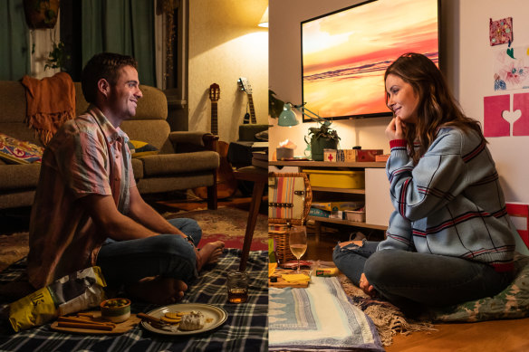Joe (Lewis Mulholland) and Ally (Christie Whelan Browne) enjoy a picnic, lockdown style.