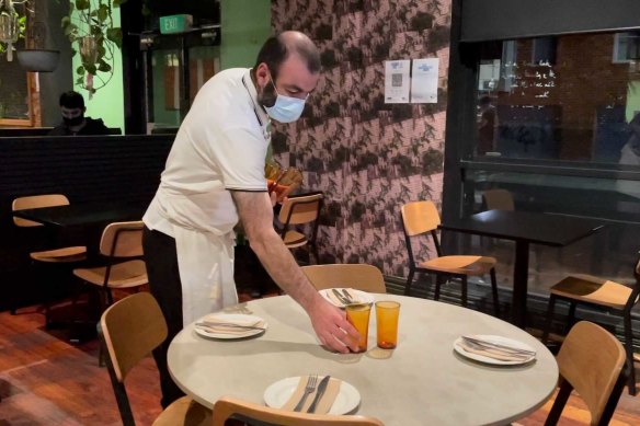 Rumi Owner Joseph Abboud prepares to open his restaurant after lockdown.