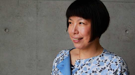 Vogue China Editor-in-chief Angelica Cheung after previewing Chinese fashion designer Lan Yu's show at Fashion week, Carriageworks, Eveleigh, Sydney. 9th April 2014. 