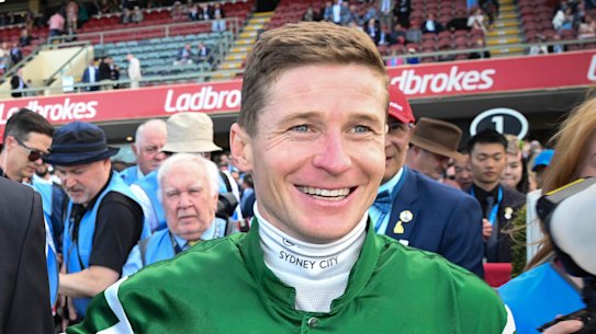 James McDonald after winning the Cox Plate.