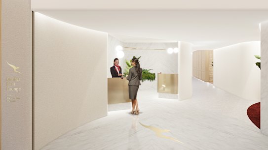 Qantas new first class lounge for Singapore Changi Airport. Images supplied. Renders. tra15-online-qantaslounge