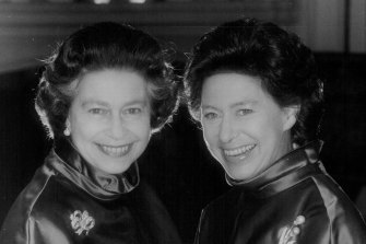Princess Margaret, right, celebrates her 50th birthday on August 21, 1980 with Queen Elizabeth II.