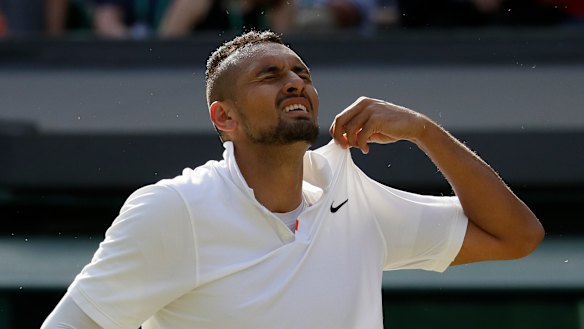 Nick Kyrgios on the court against Rafael Nadal.