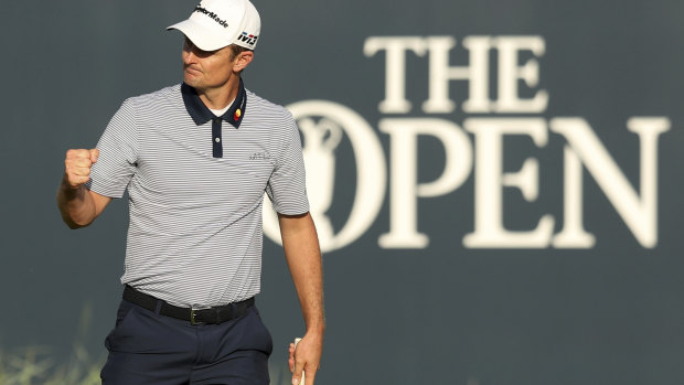 Clutch shot: Justin Rose after his birdie on 18.