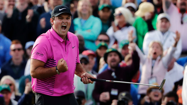 Champion: Patrick Reed reacts after winning the Masters tournament.