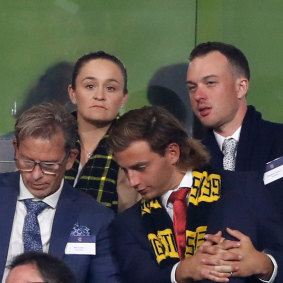 Ash Barty was at the MCG supporting her beloved Tigers.