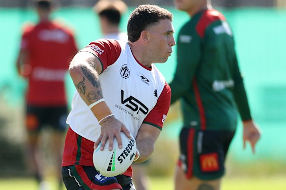 Adam Elliott at training with South Sydney.