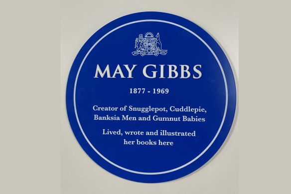 An example of the blue plaques. Children’s author May Gibbs was one of the first people to receive one. 