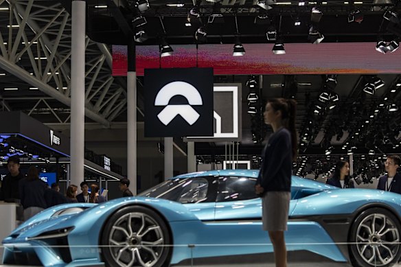 The Nio EP9 on display at the Guangzhou Auto Show in China late last year. China is taking the lead on e-vehicle development.