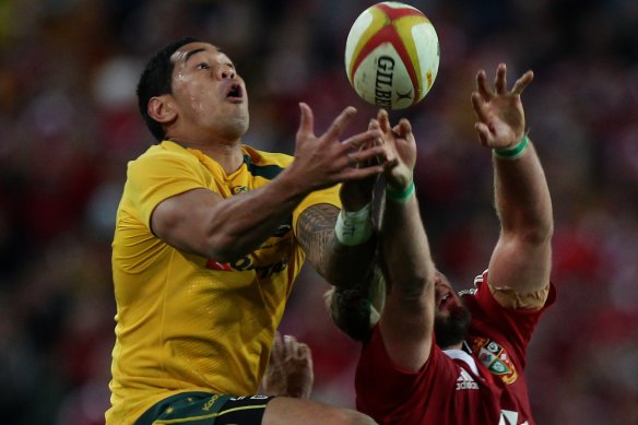 Joe Tomane in action for the Wallabies against the British and Irish Lions in 2013.