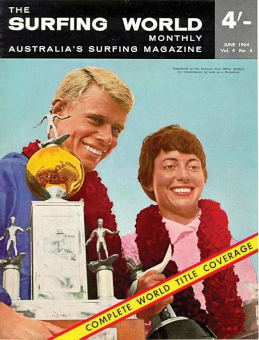 Surfing World cover with Midget Farrelly and Phyllis O’Donnell, 1964.